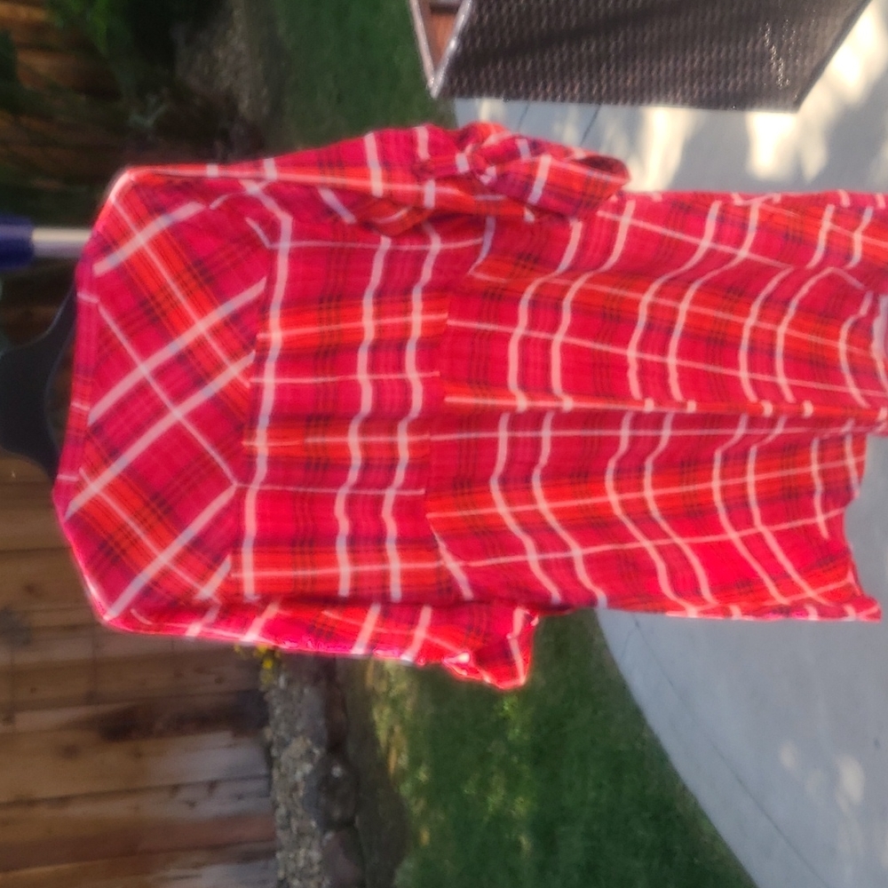 NWT Torrid Zip Front Plaid Challis Shirt Dress Red Size 0x 12 - Picture 8 of 14